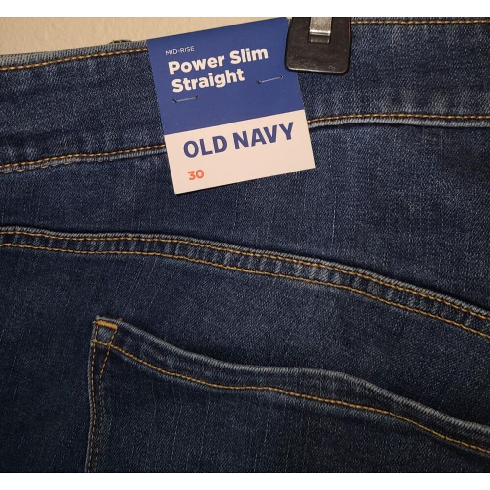 Old Navy Jeans Mid Rise Power Slim Straight Size 30 Stretch New W/tags